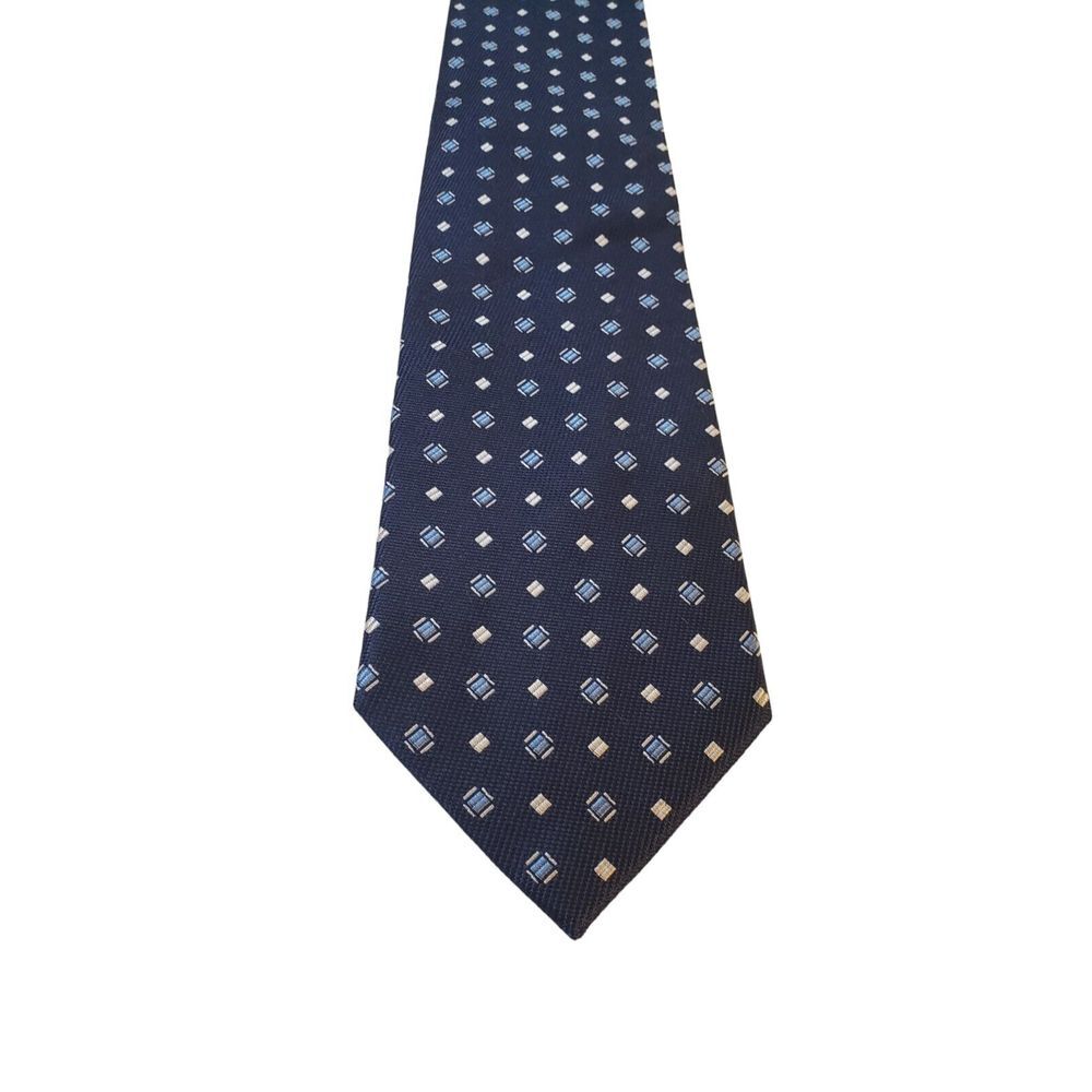 Jos A Bank Executive Collection Luxury Tie Blue Geometric Silk Necktie Hand Made